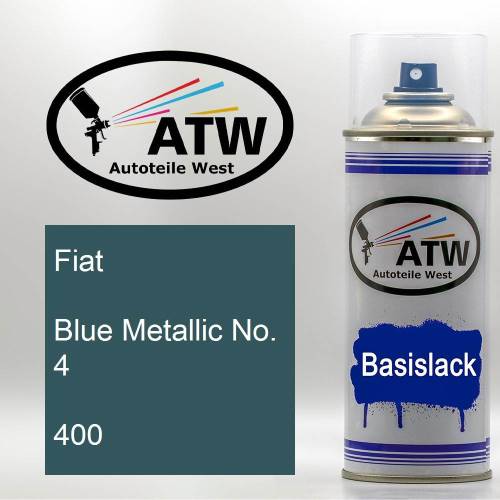 Fiat, Blue Metallic No. 4, 400: 400ml Sprühdose, von ATW Autoteile West.